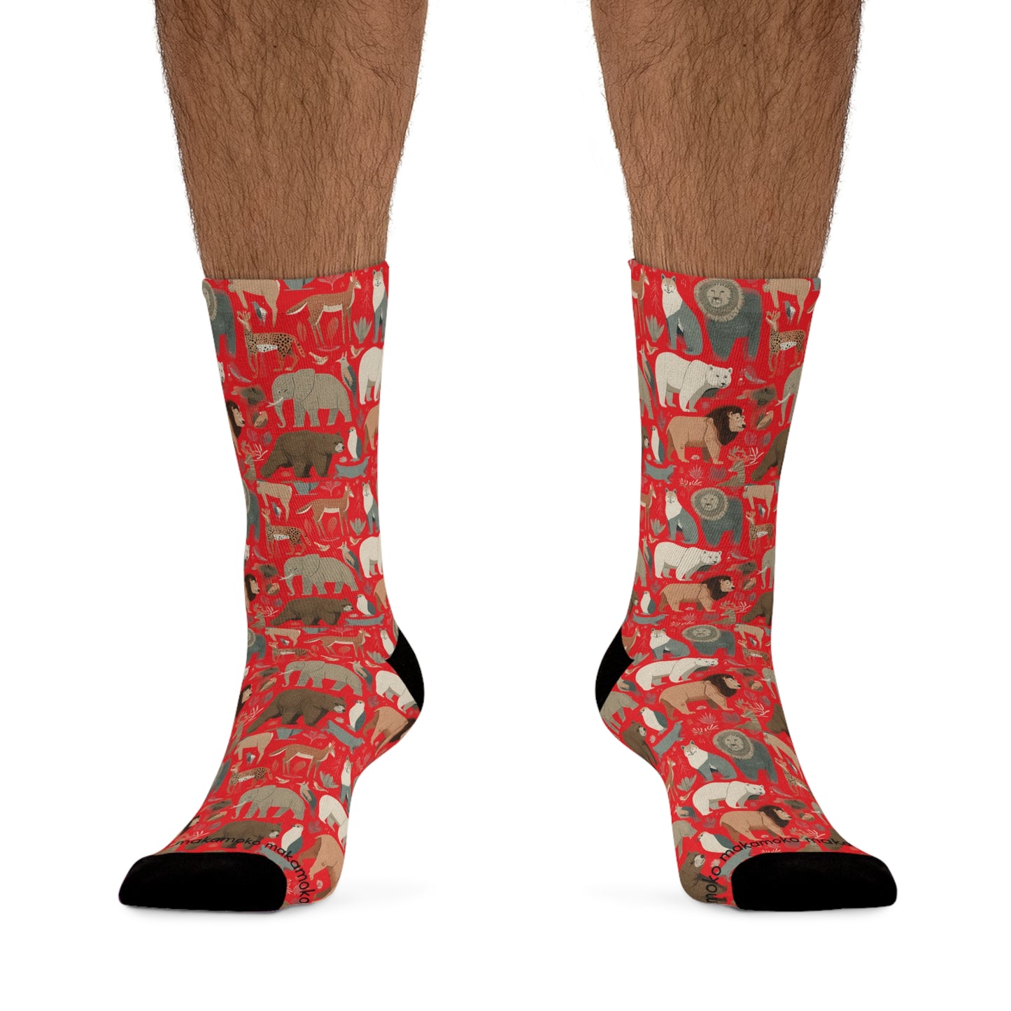 Red Animal Socks Poly Eco-Friendly Sock Gift, Trendy Footwear, Sustainable Fashion Accessories