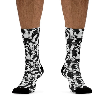 Cow B&amp;W Recycled Poly Eco-Friendly Sock Gift, Trendy Footwear, Sustainable Fashion Accessories