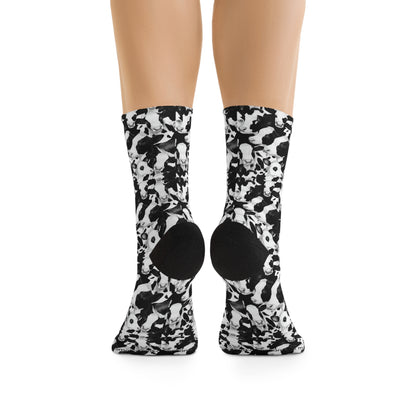 Cow B&amp;W Recycled Poly Eco-Friendly Sock Gift, Trendy Footwear, Sustainable Fashion Accessories