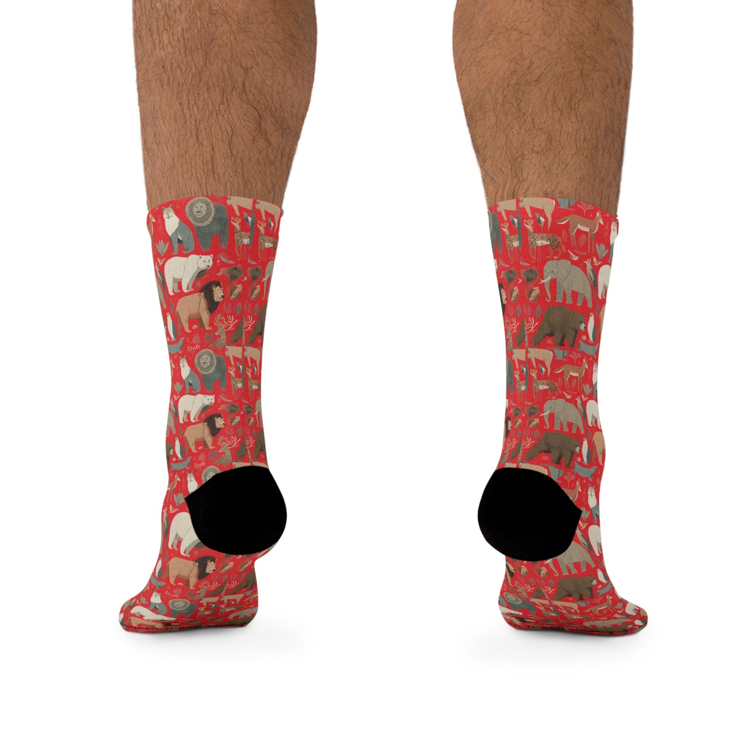 Red Animal Socks Poly Eco-Friendly Sock Gift, Trendy Footwear, Sustainable Fashion Accessories