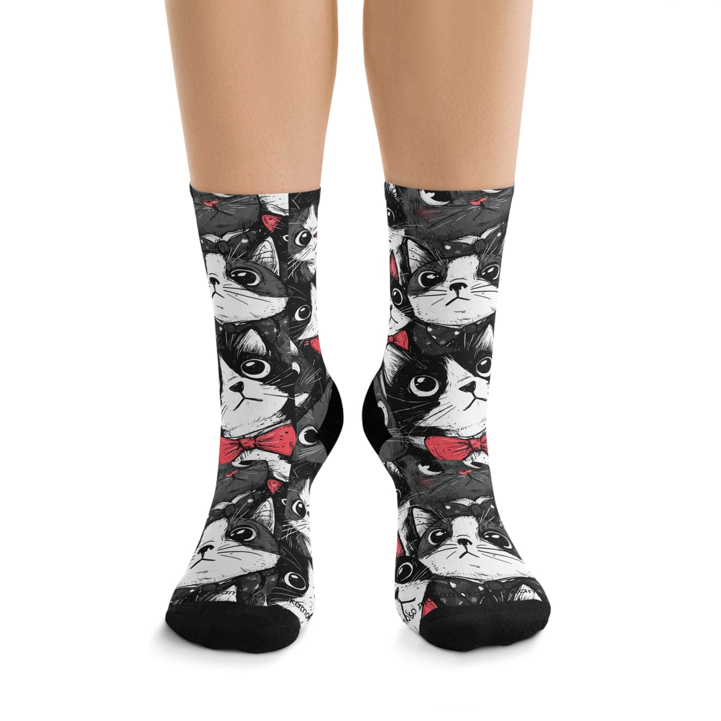 Cats a Lot Stylish Recycled Poly Eco-Friendly Sock Gift, Trendy Footwear, Sustainable Fashion Accessories