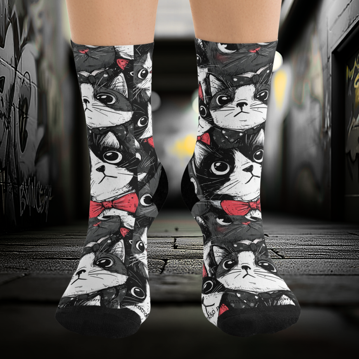 Cats a Lot Stylish Recycled Poly Eco-Friendly Sock Gift, Trendy Footwear, Sustainable Fashion Accessories